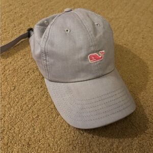 Vineyard Vines Gray and Pink Whale Logo Hat
